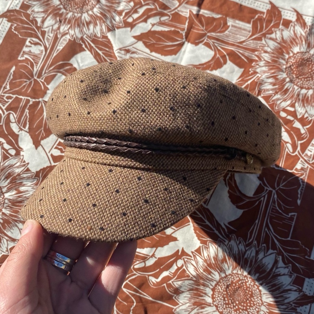 BRIXTON Polka Dot Fiddler Cap in Brown/Black